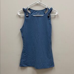 Athleta Cut Out Stretch Sleeveless Shanti Active Tank Top Stone Blue Size M!